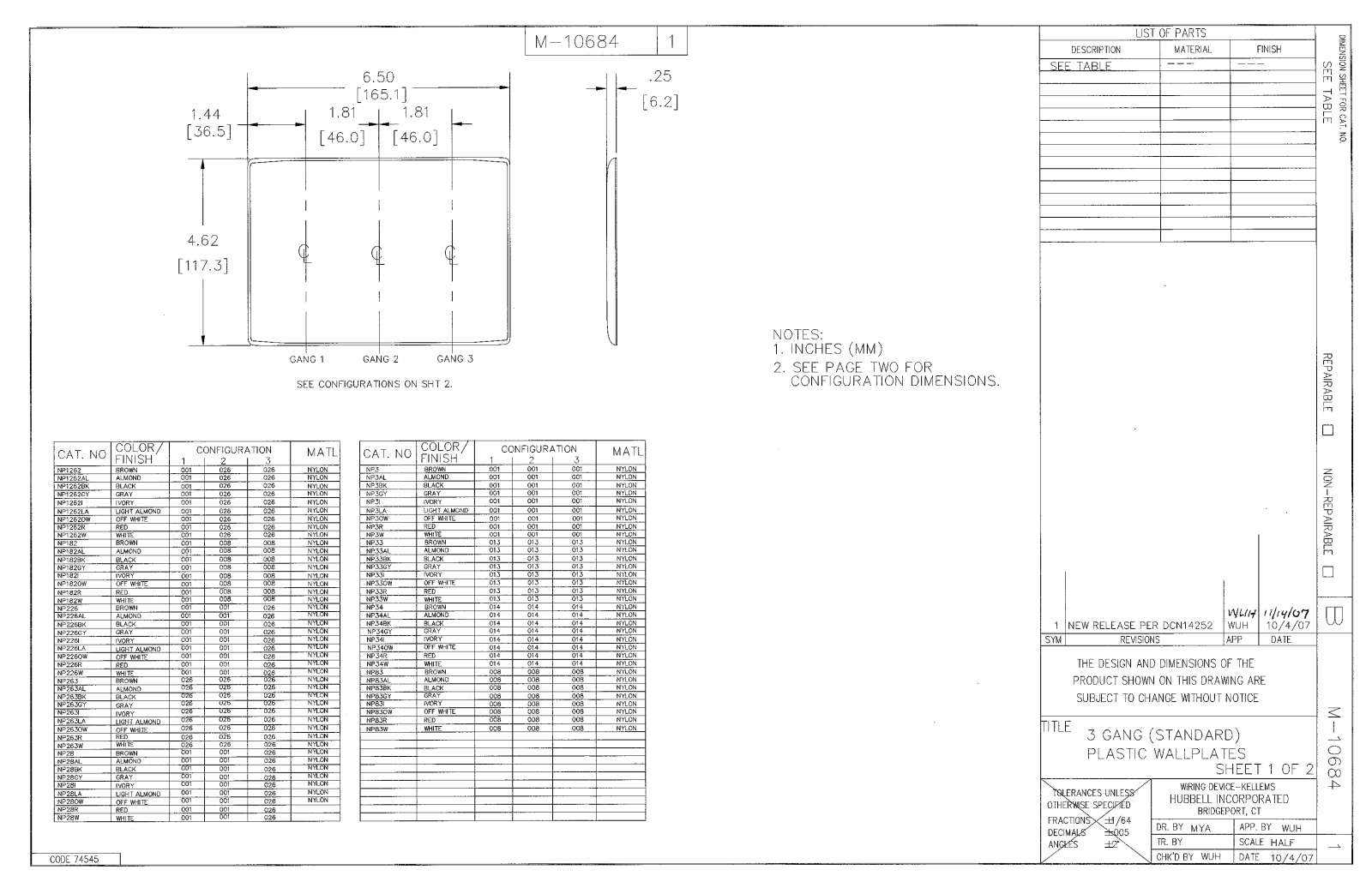 Hubbell NP1262 Reference Drawing