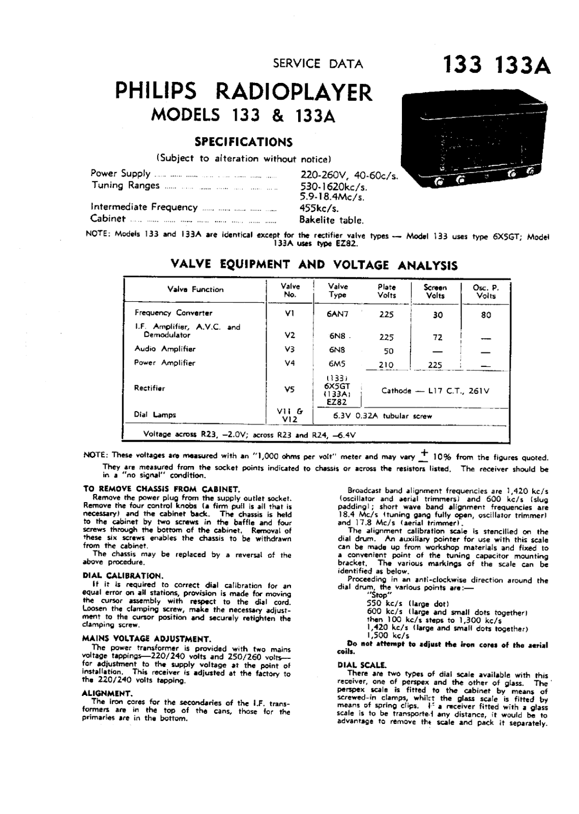 Philips 133-A, 133 Service Manual