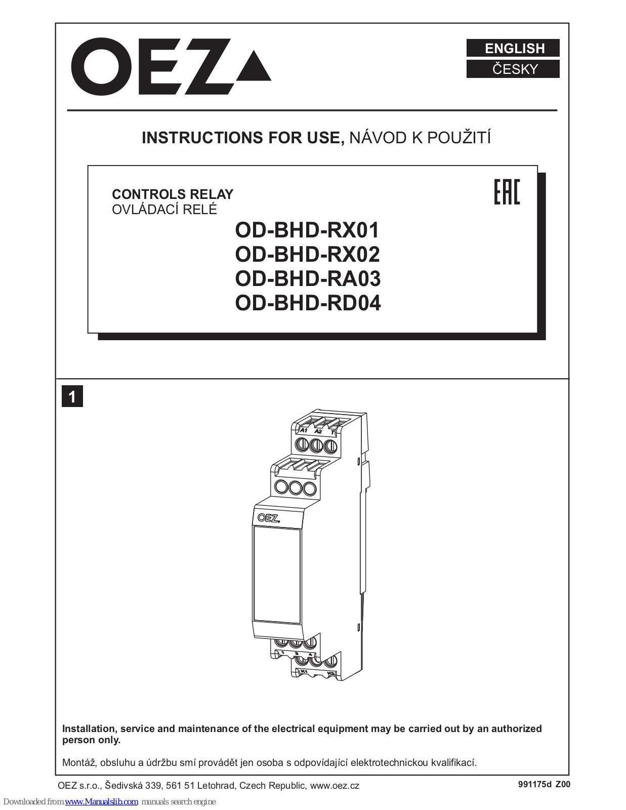 OEZ OD-BHD-RX01, OD-BHD-RA03, OD-BHD-RX02, OD-BHD-RD04 Instruction Manual