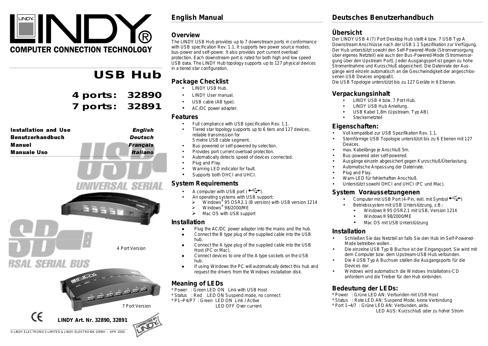 Lindy 32891, 32890 User Manual