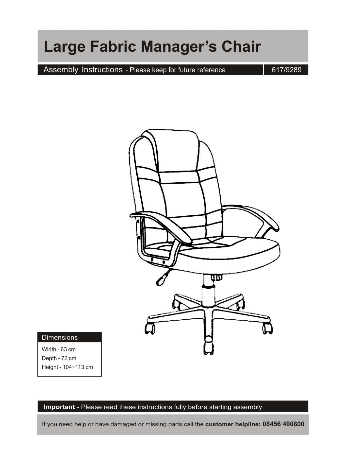 Argos WA-7068 ASSEMBLY INSTRUCTIONS