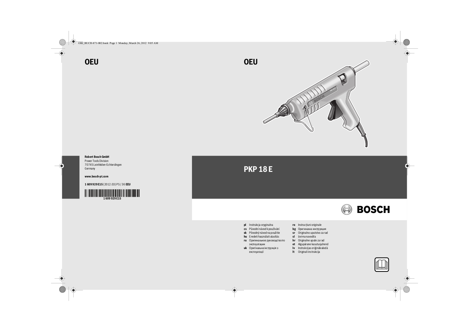 Bosch PKP 18 E User Manual