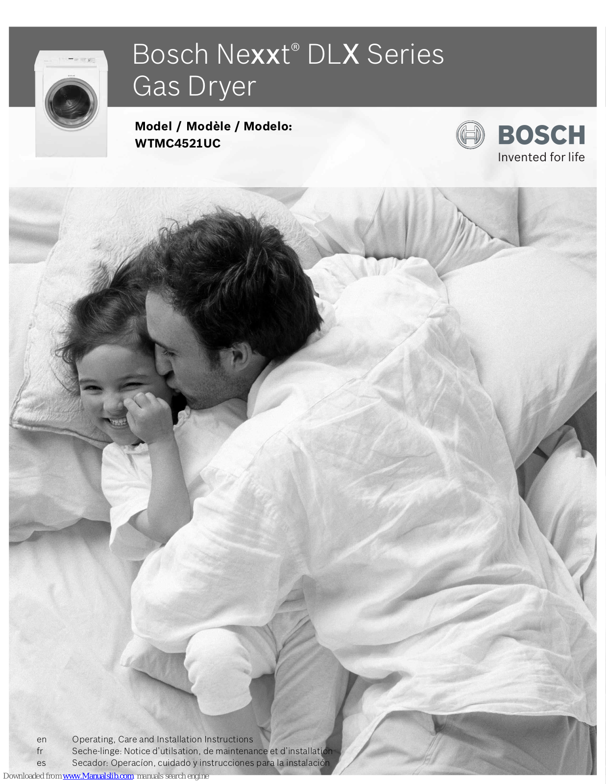 Bosch Nexxt DLX, WTMC4521UC Operating, Care And Installation Instructions Manual