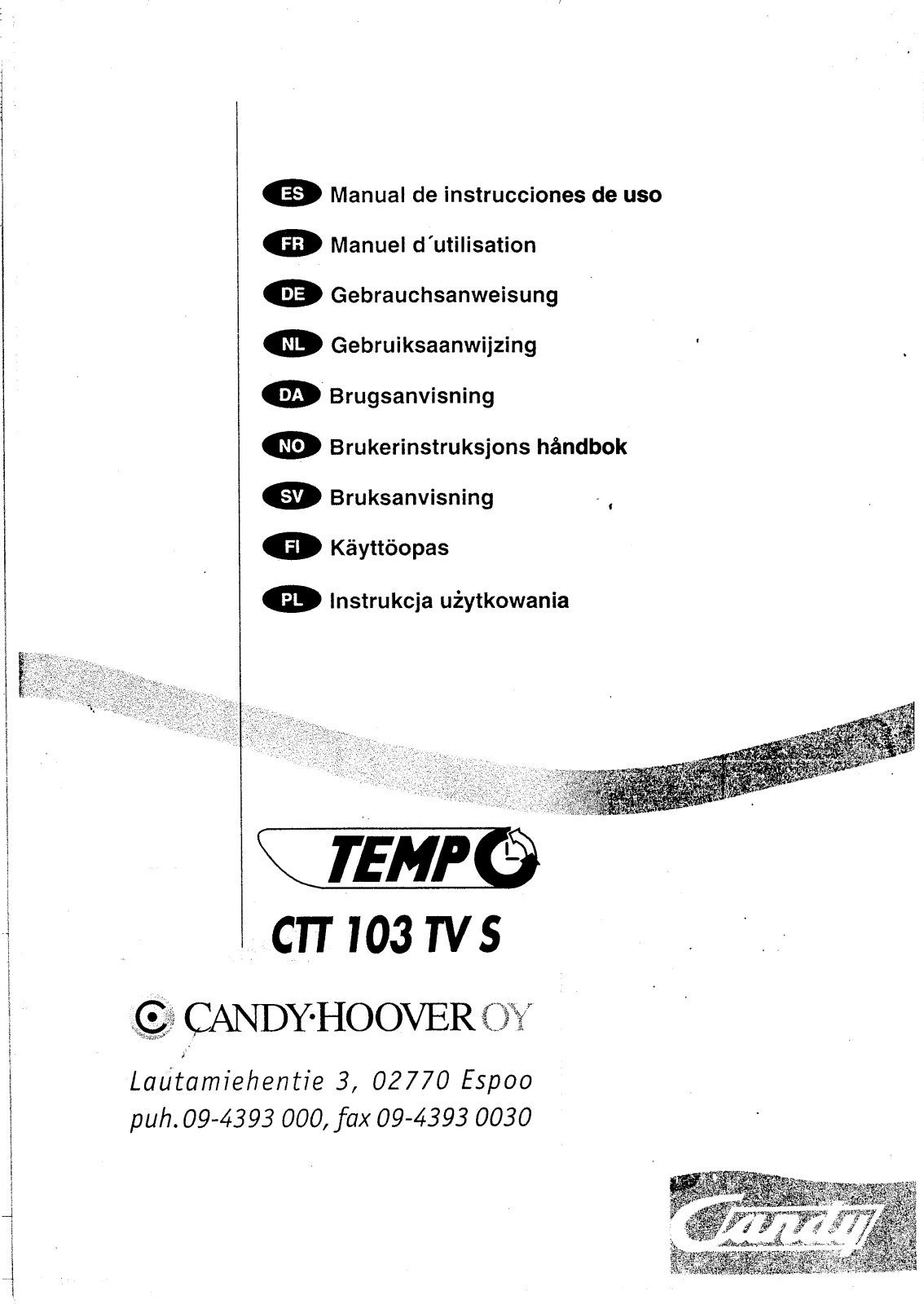 Candy CTT103 TV User Manual