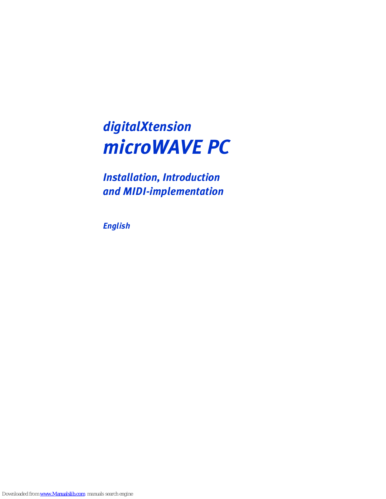 TerraTec digitalXtension microWAVE PC Installation Manual