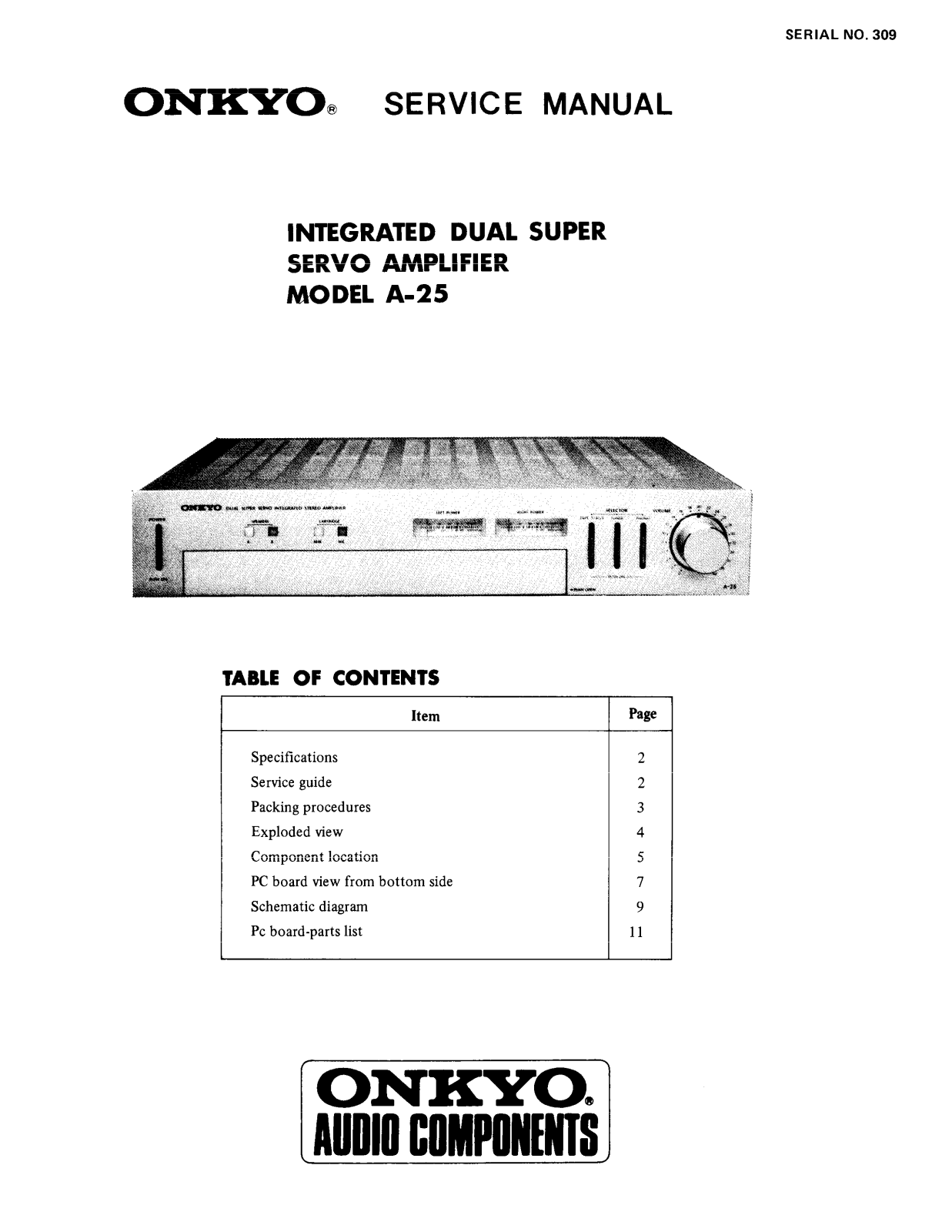 Onkyo A-25 Service Manual