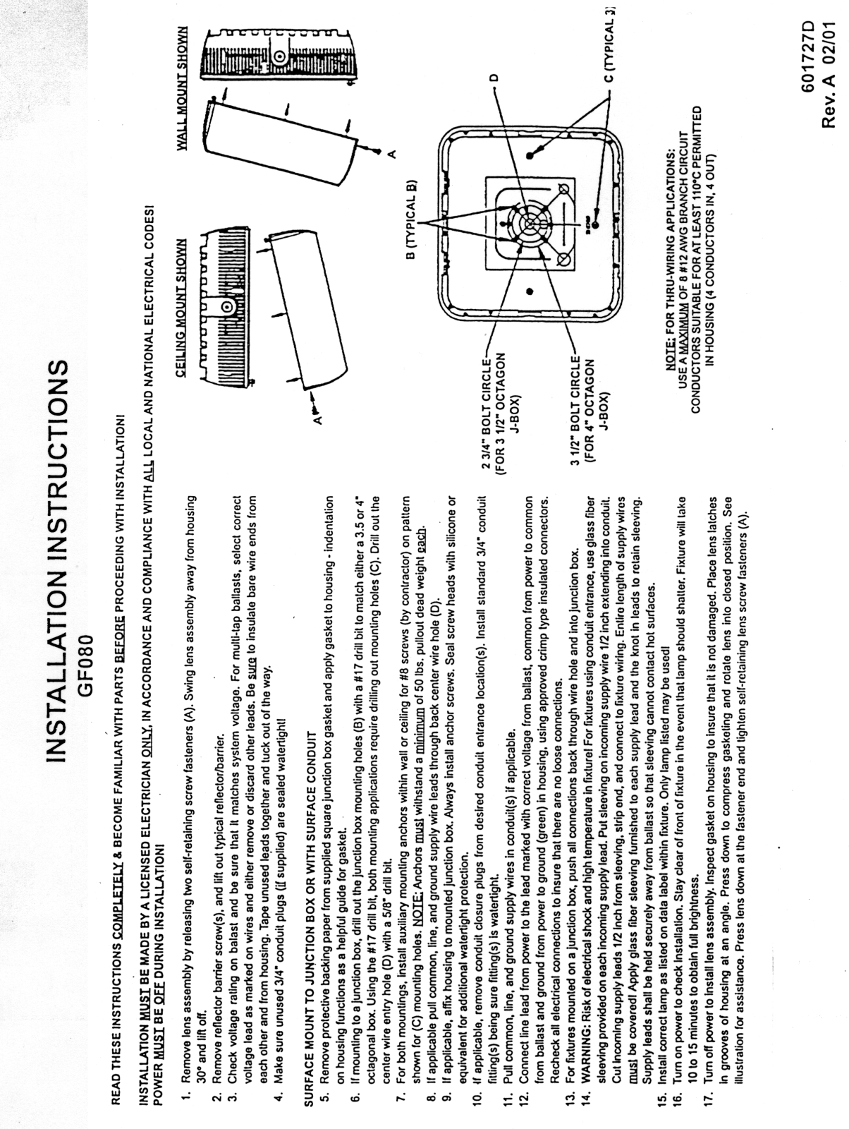 Hubbell Lighting GFO80 User Manual