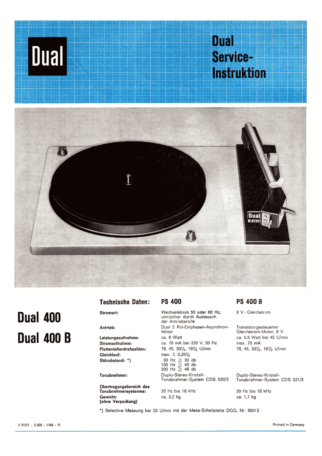 Dual 400, 400-B Service manual