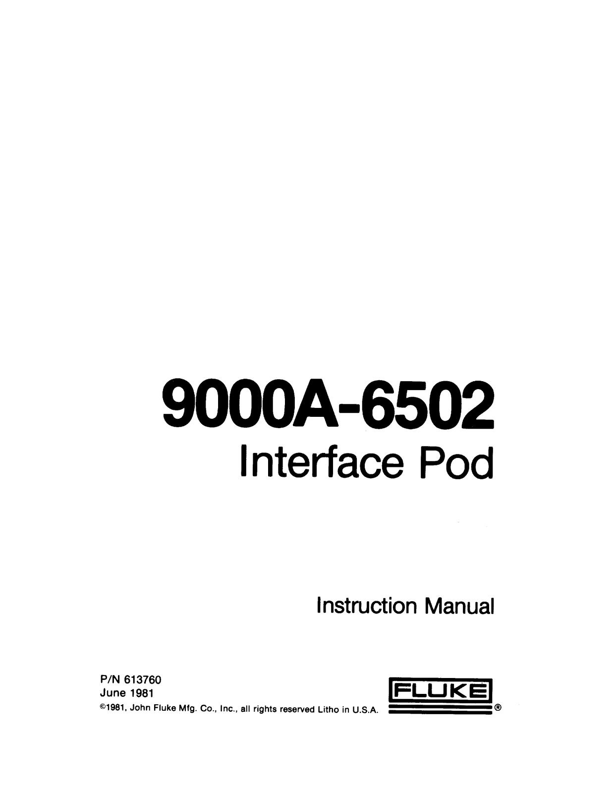 Fluke 9000A-6502 Service Manual