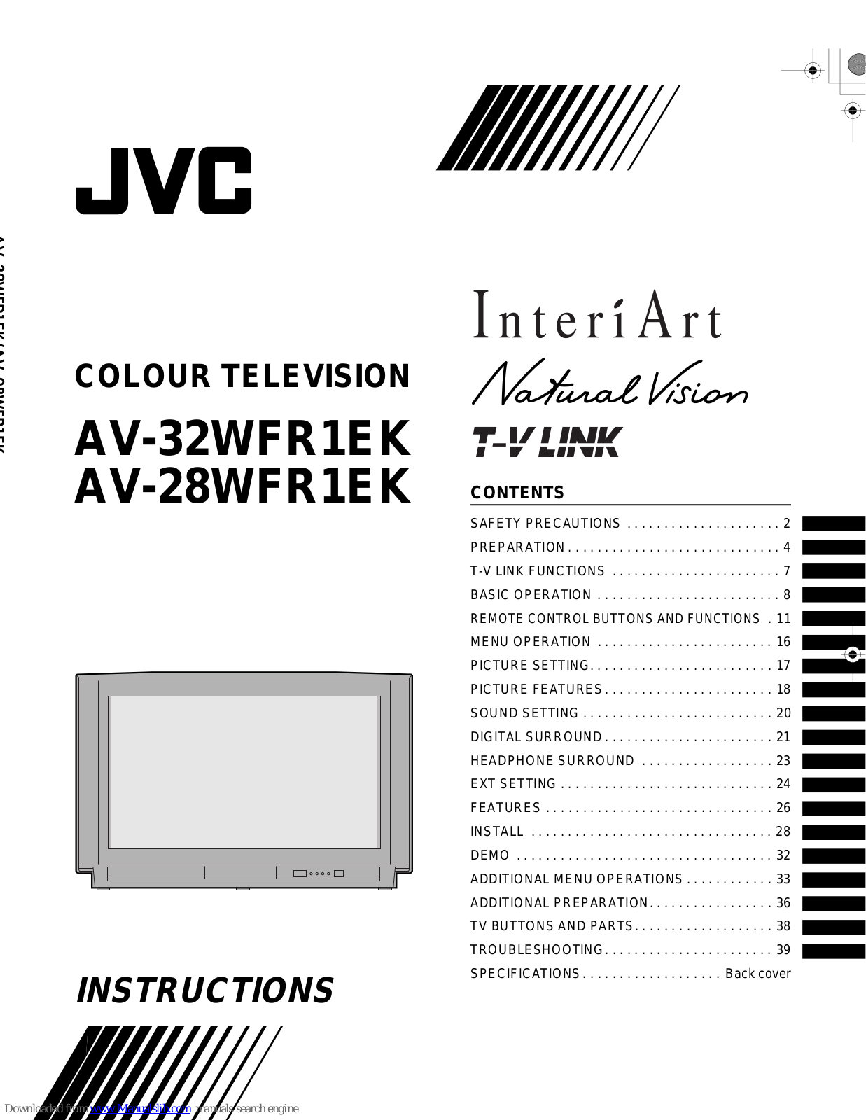 JVC InteriArt Natural Vision T-V LINK AV-32WFR1EK Instructions Manual