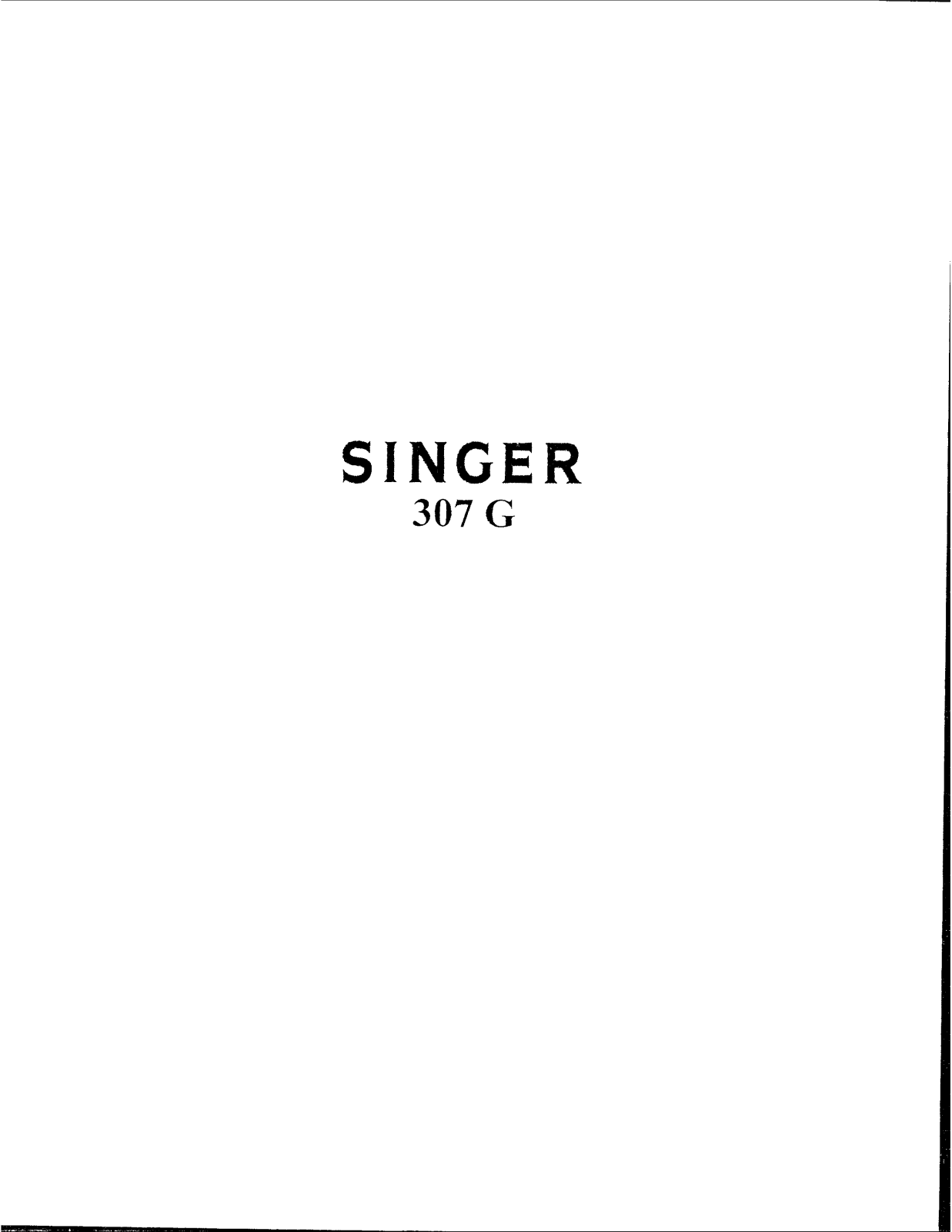 Singer 307G User Manual