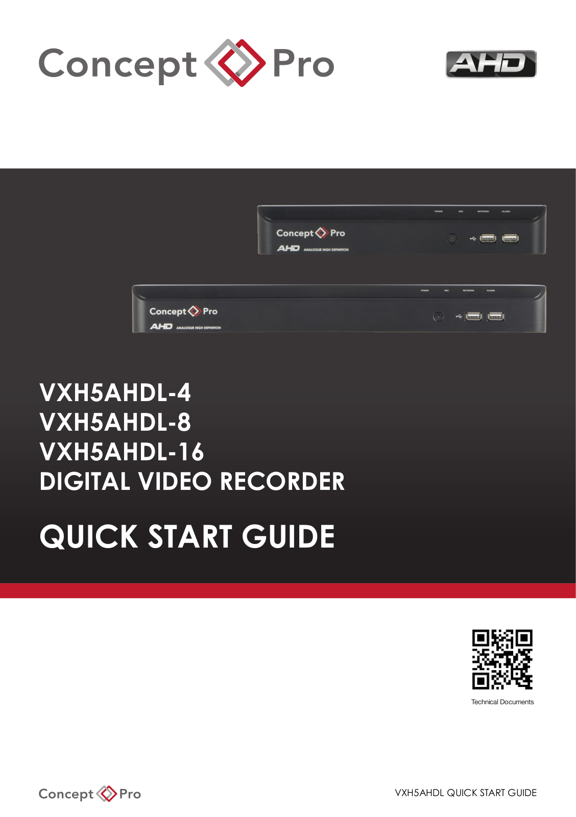 Concept Pro VXH5AHDL-4, VXH5AHDL-8, VXH5AHDL-16 Quick Start Manual - ManualMachine.com