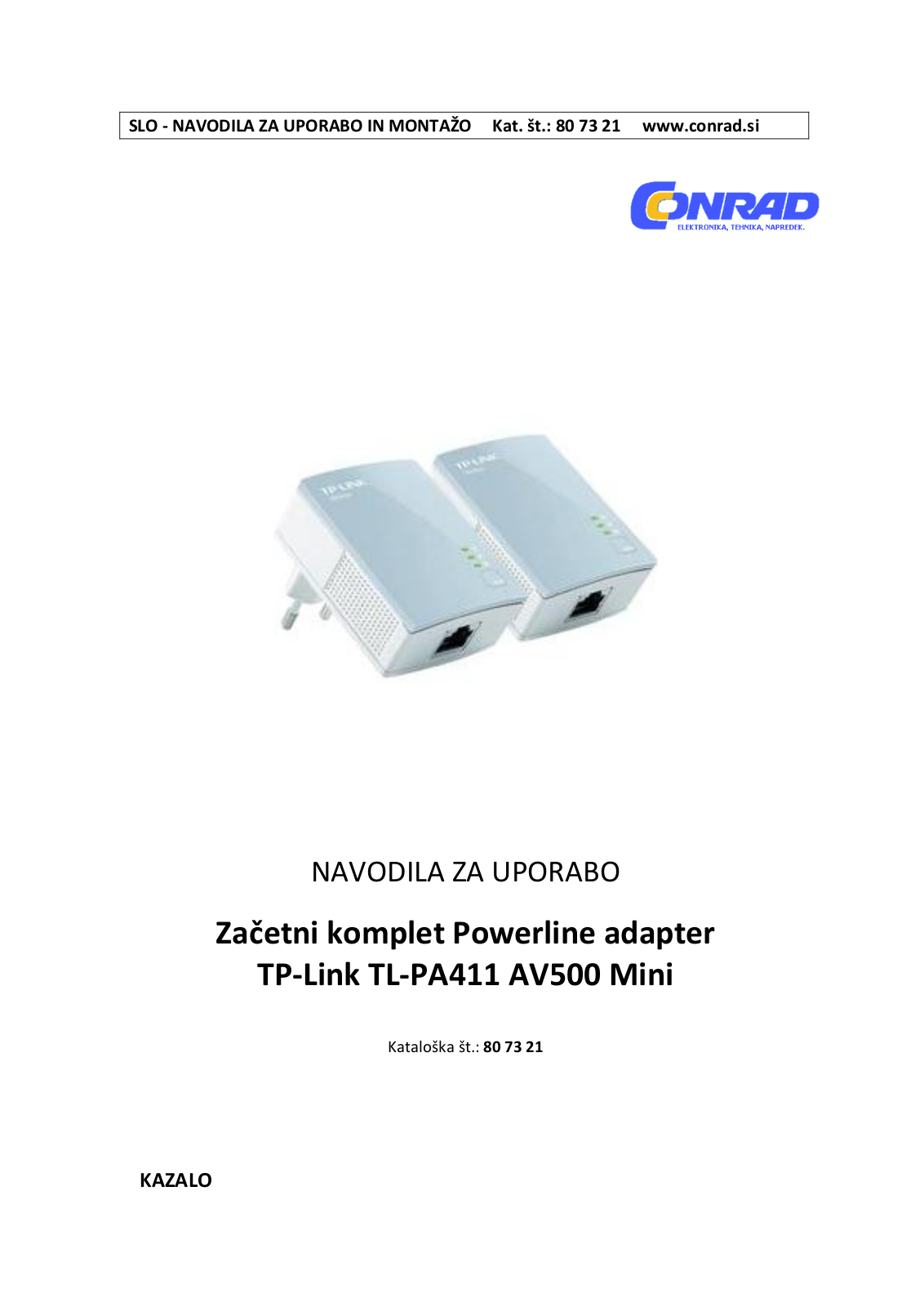 TP-LINK TL‐PA411 User guide