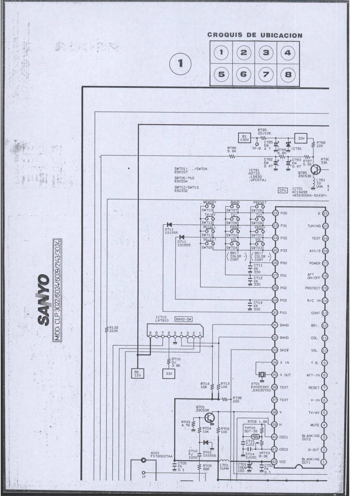 Sanyo CLP6024, CLP6029, CLP3024, CLP2143 Schematic