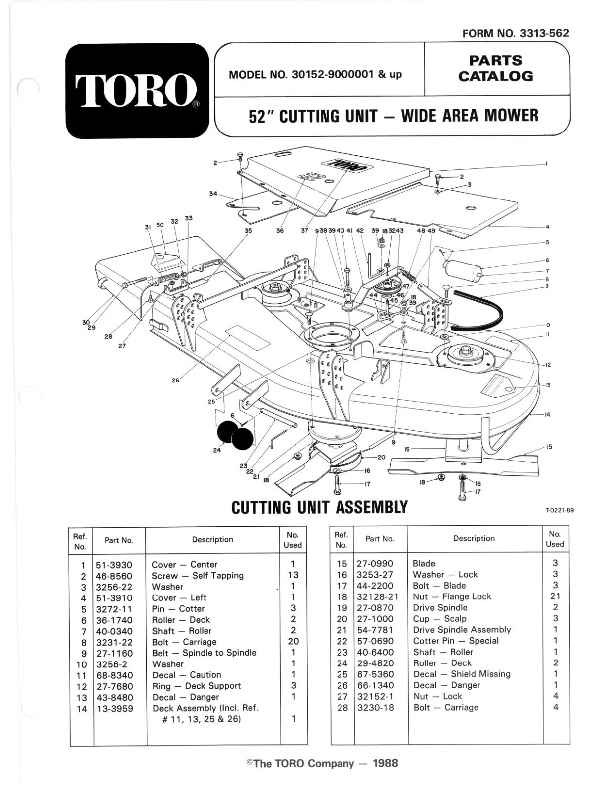 Toro 30152 Parts Catalogue