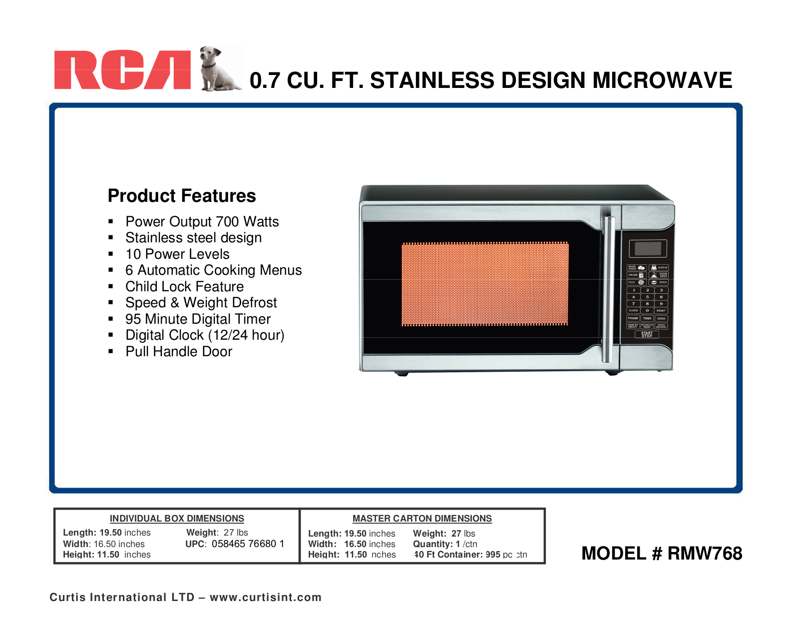 Curtis RMW768 User Manual