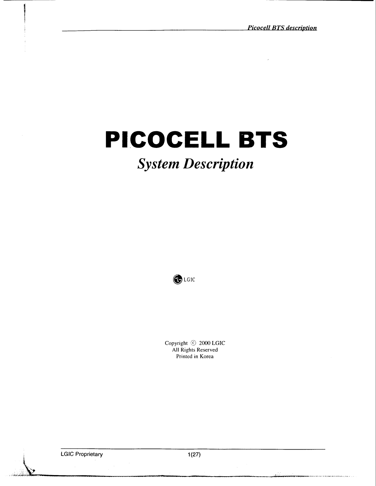 LG PICOCELLBTS Users manual