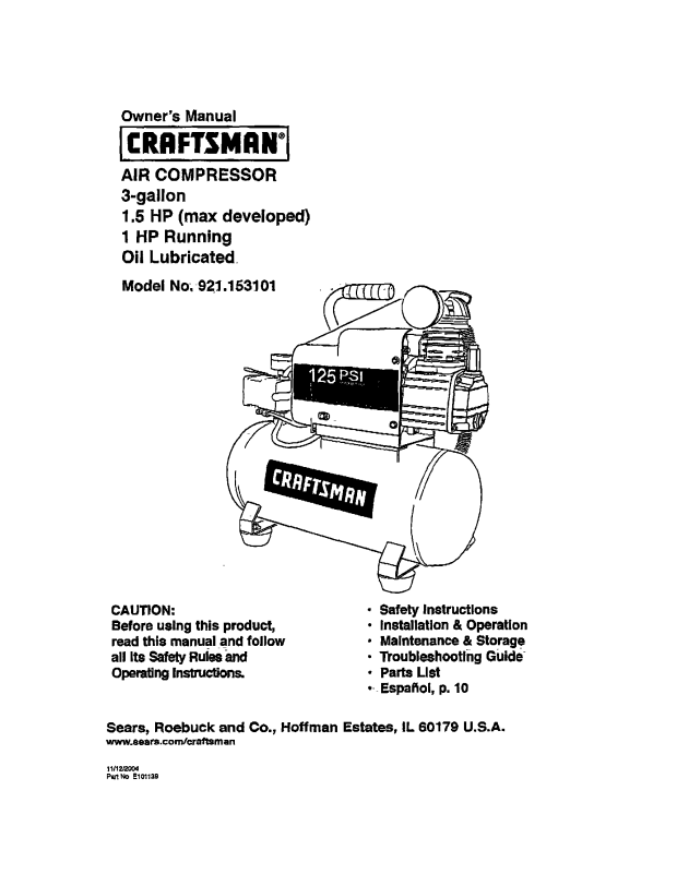 Craftsman 921.153101 User Manual