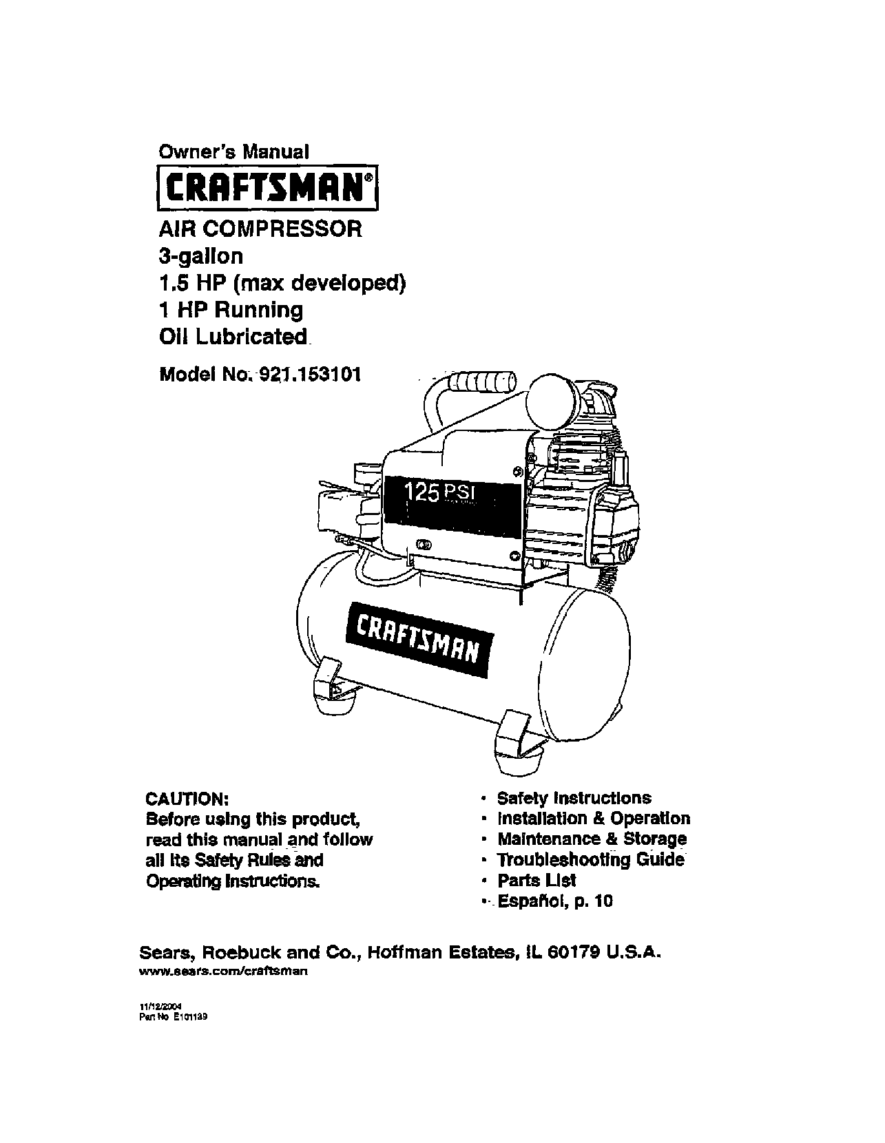 Craftsman 921.153101 User Manual