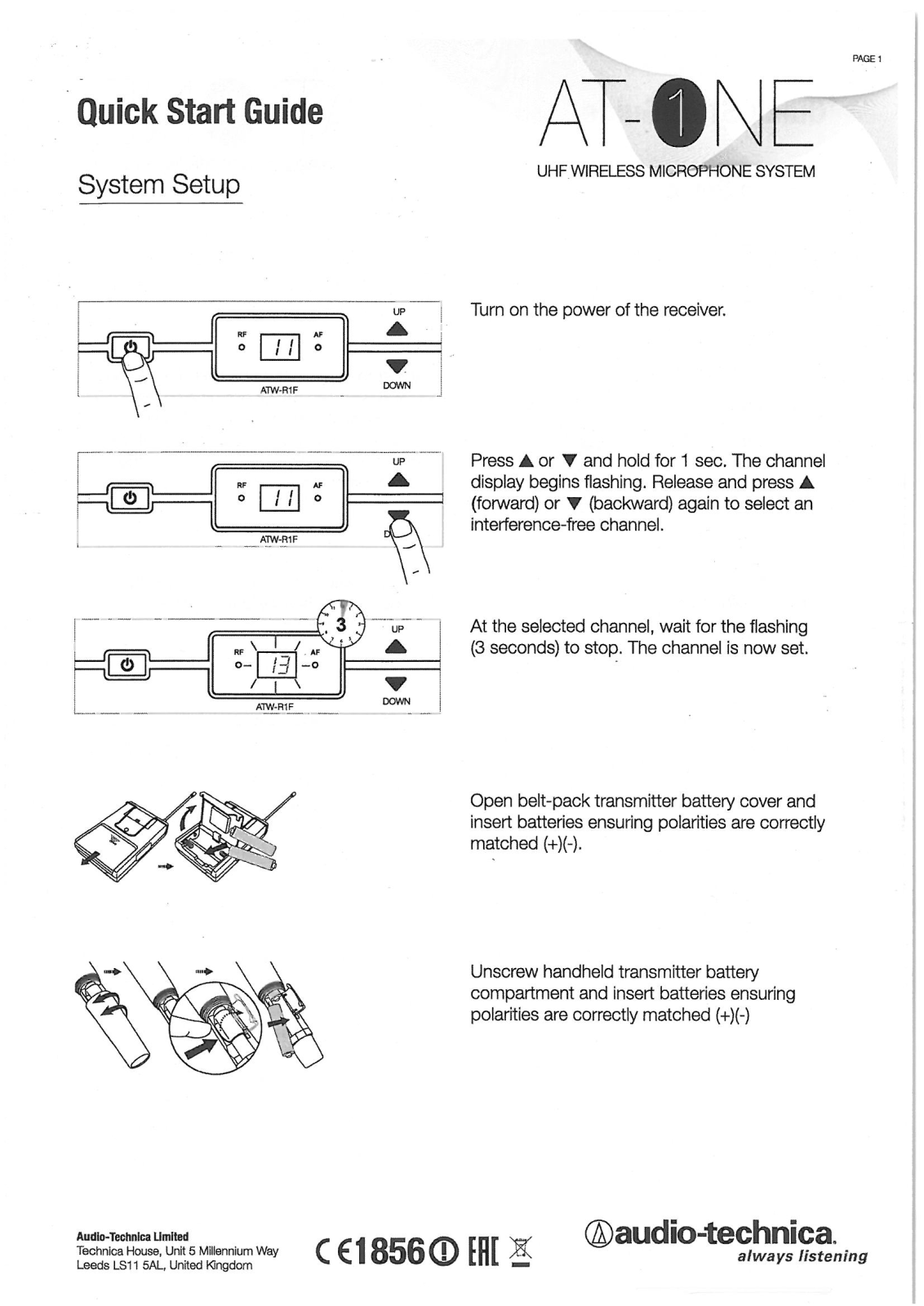 Audio Technica T1DE3, T3DE3 User Manual