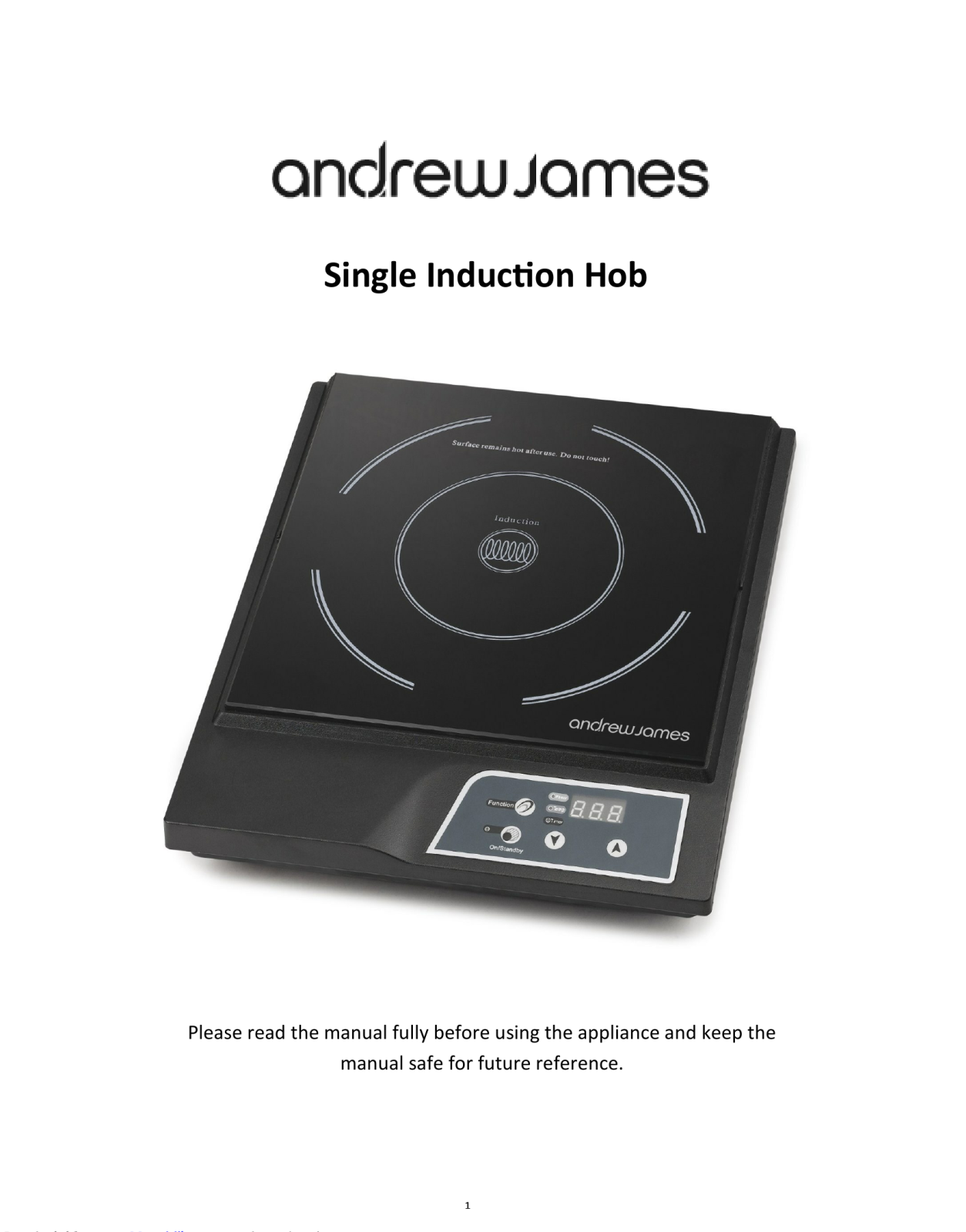 Andrew James Single Induction Hob User Manual