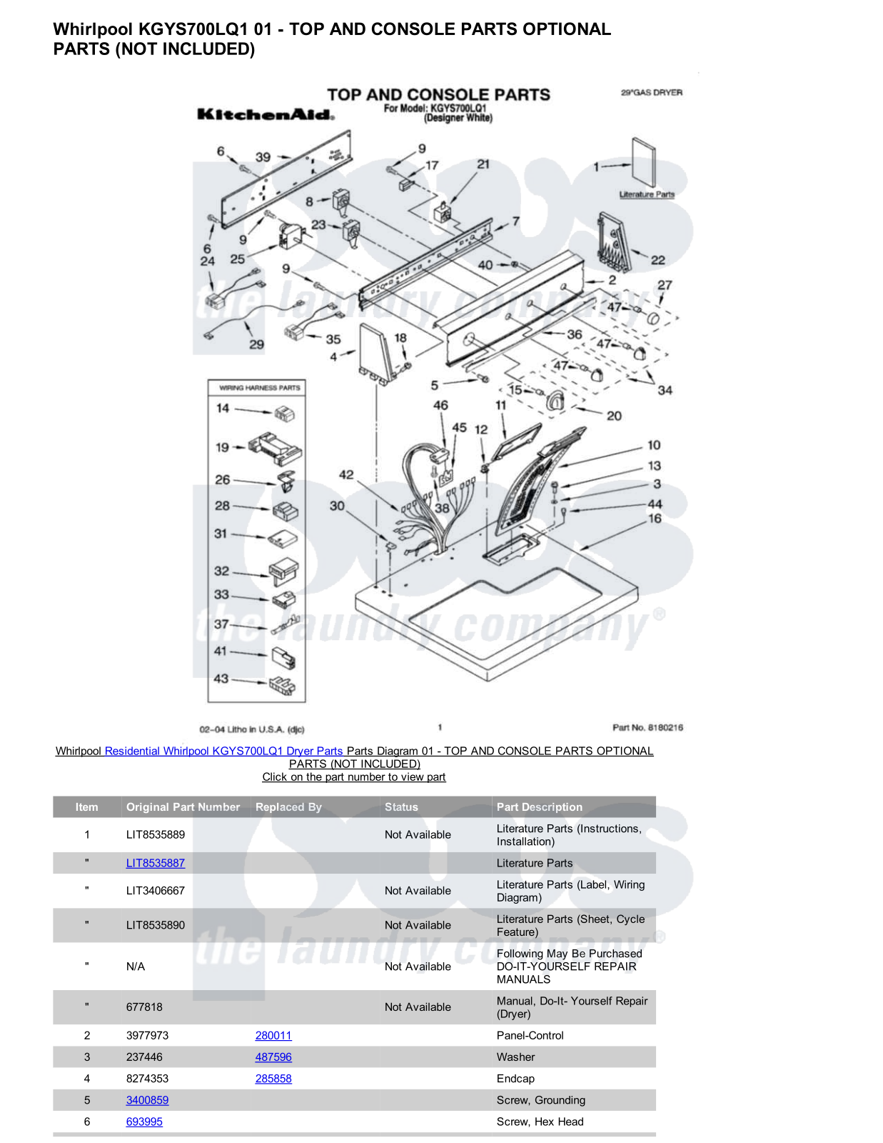 Whirlpool KGYS700LQ1 Parts Diagram