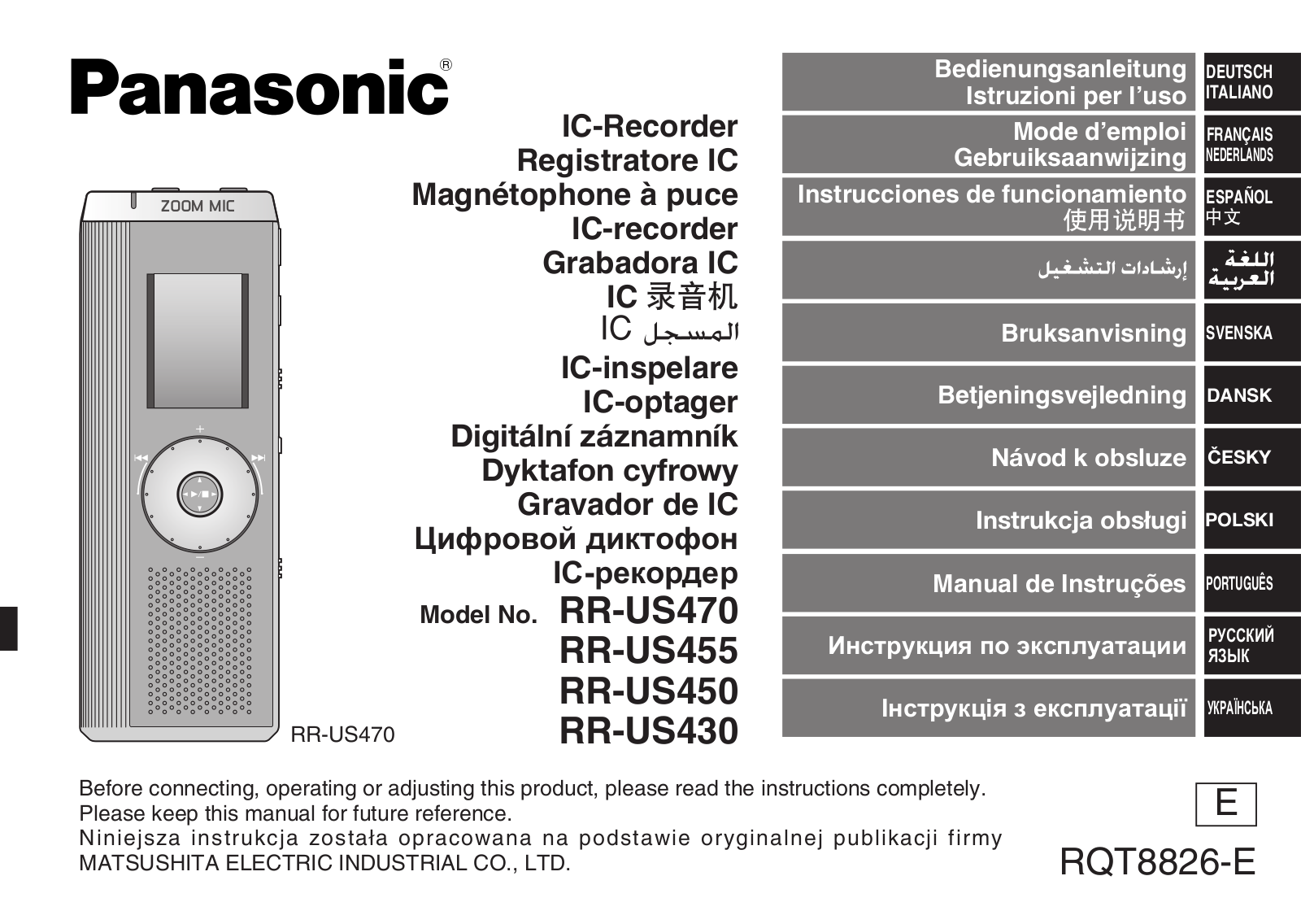 PANASONIC RR-US455 User Manual