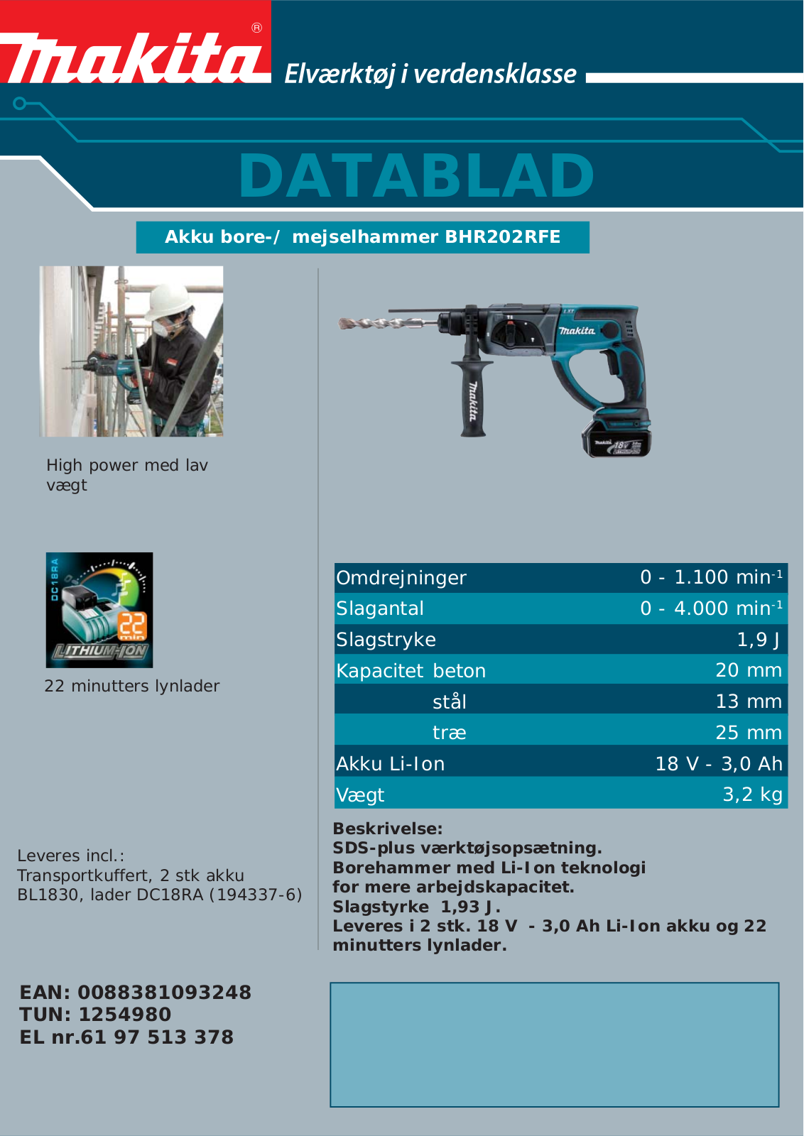 Makita BHR202RFE User Manual