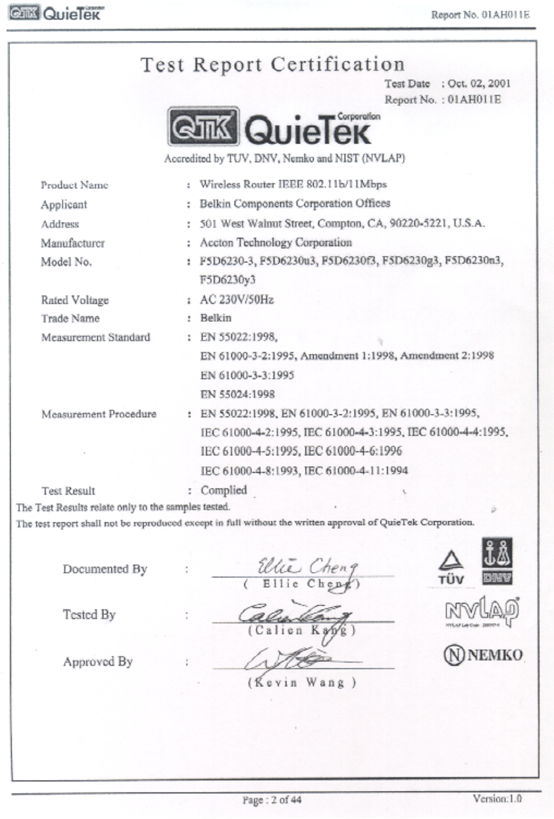 Belkin F5D6230-3CE3 User Manual