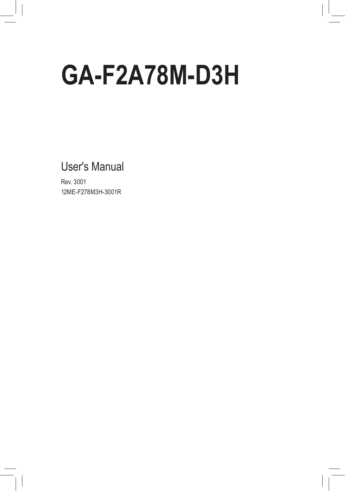 Gigabyte GA-F2A78M-D3H User Manual