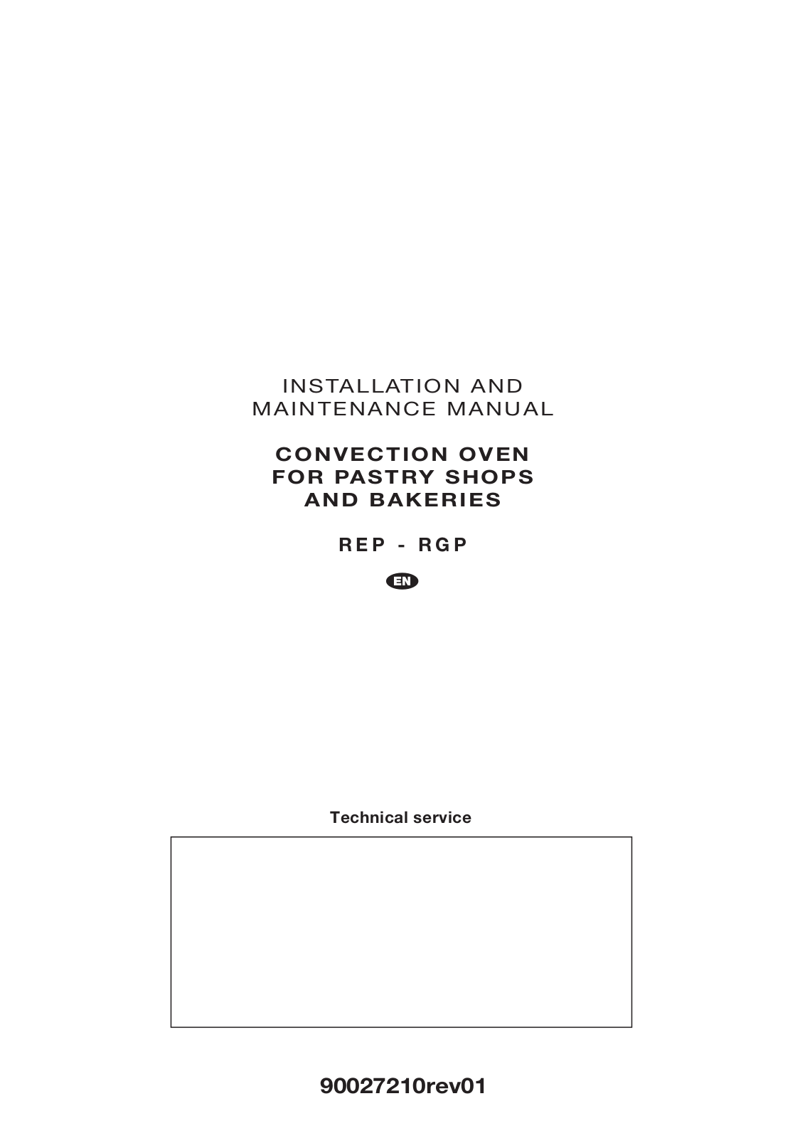 Lainox REP104M, REP084M INSTALLATION AND MAINTENANCE MANUAL