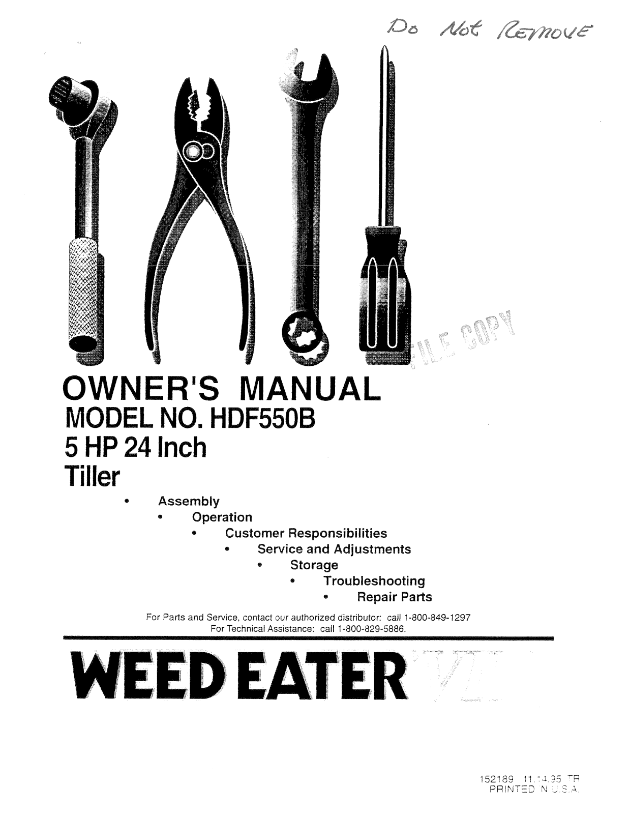 Weed eater HDF550B User Manual