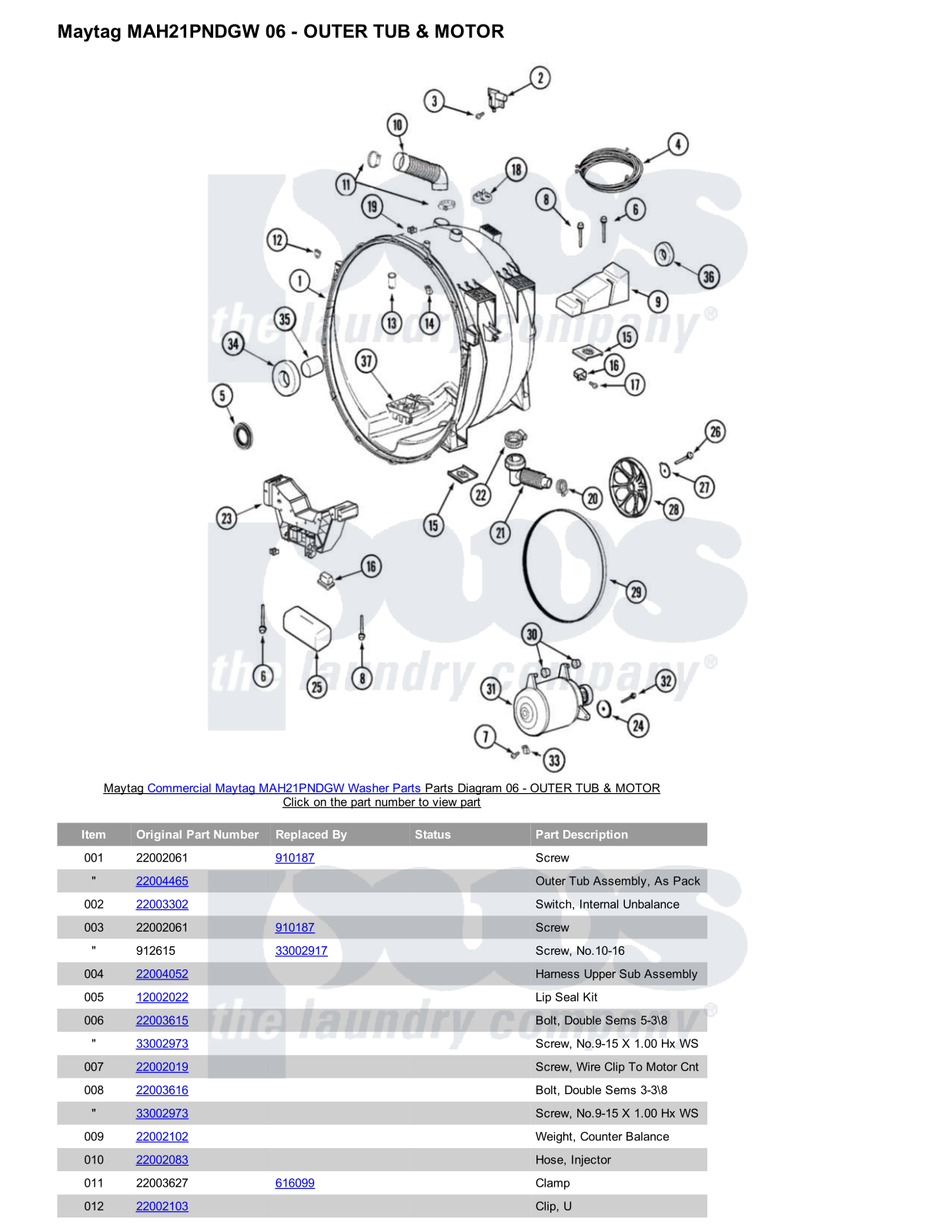 Maytag MAH21PNDGW Parts Diagram