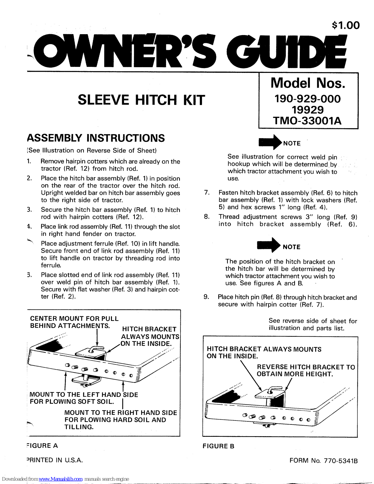 MTD 190-929-000, 19929, TMO-33001A, 929 Owner's Manual