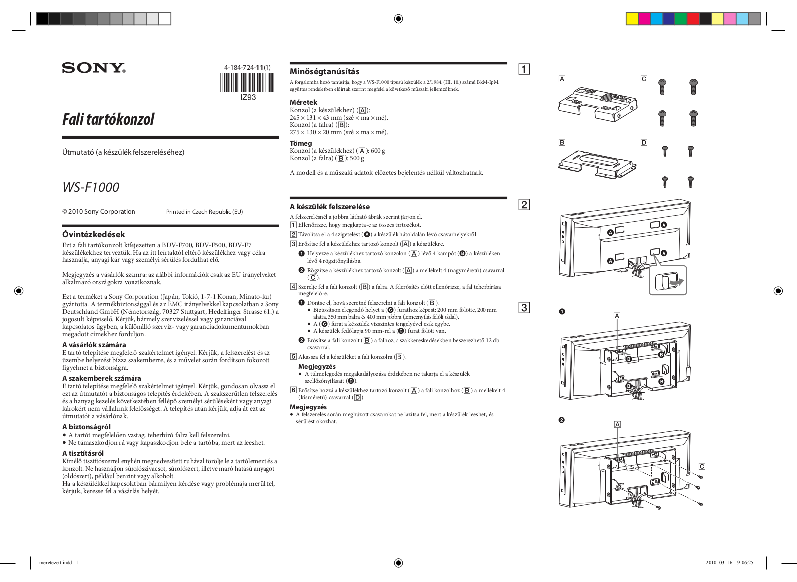 Sony WS-F1000 Instructions for use