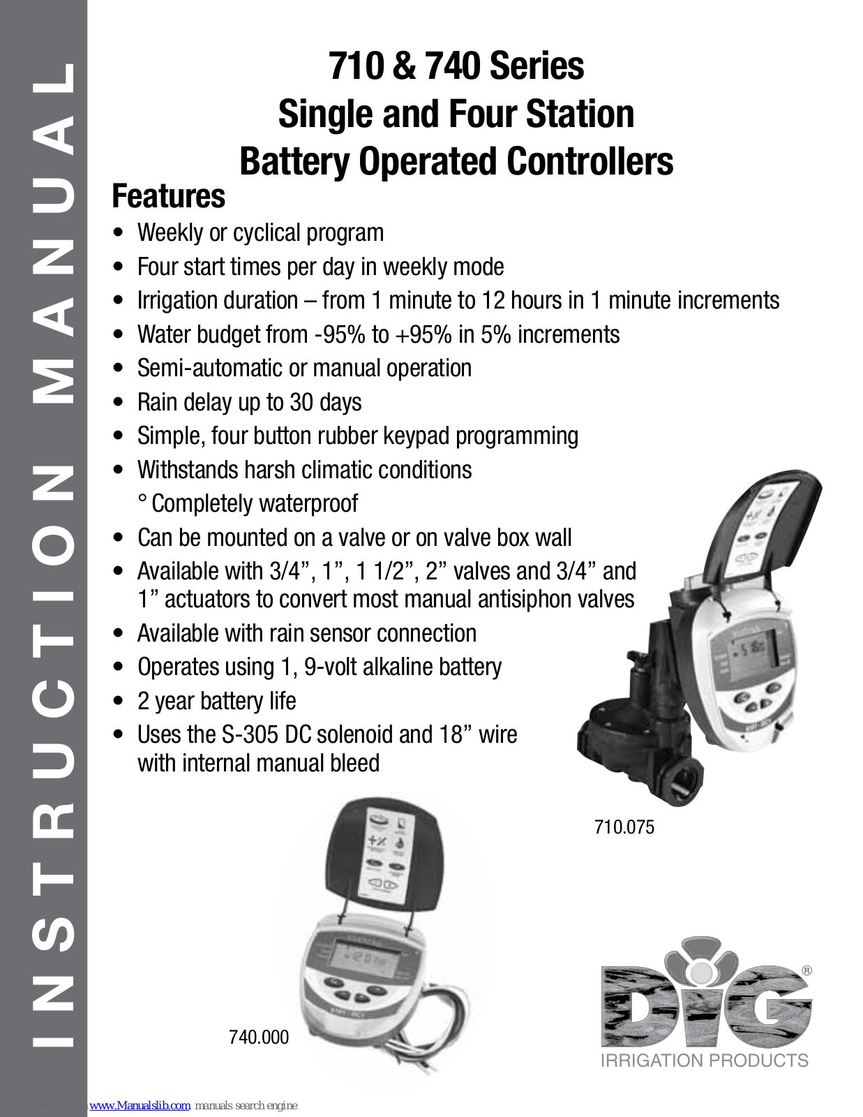 DIG 710 Series, 740 Series, 710.075, 740.000 Instruction Manual - ManualMachine.com