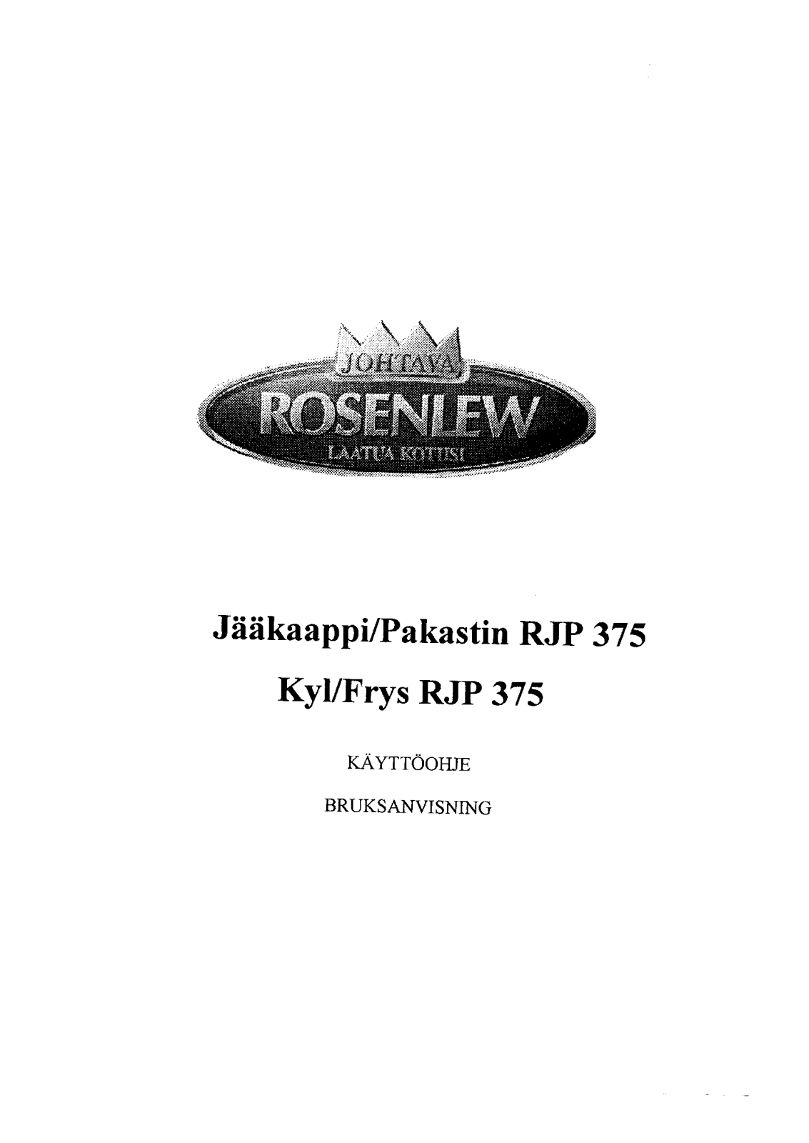 Rosenlew RJP375 User Manual