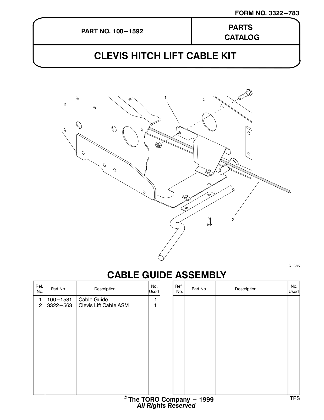 Toro 100-1592 Parts Catalogue