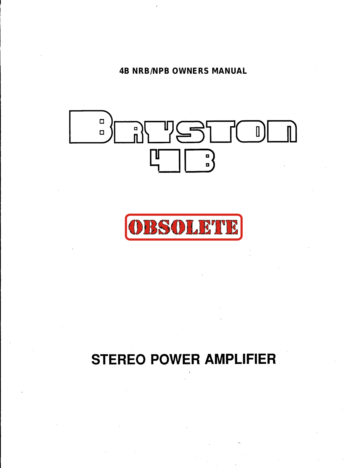 Bryston 4-BNPB Owners manual