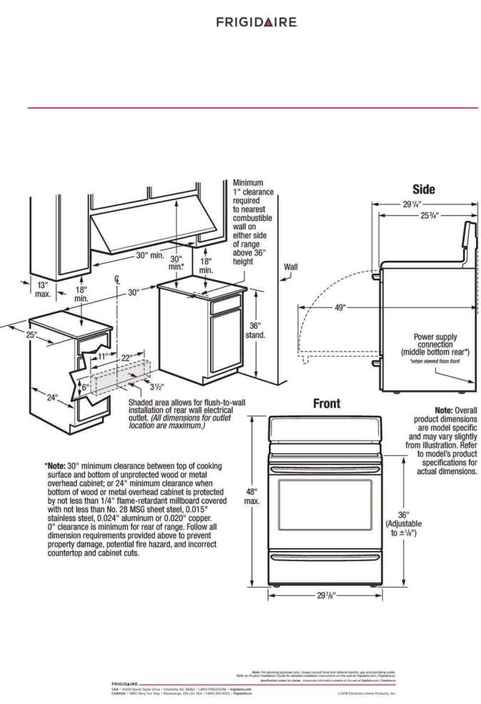 Frigidaire FCRC3012AB Specifications