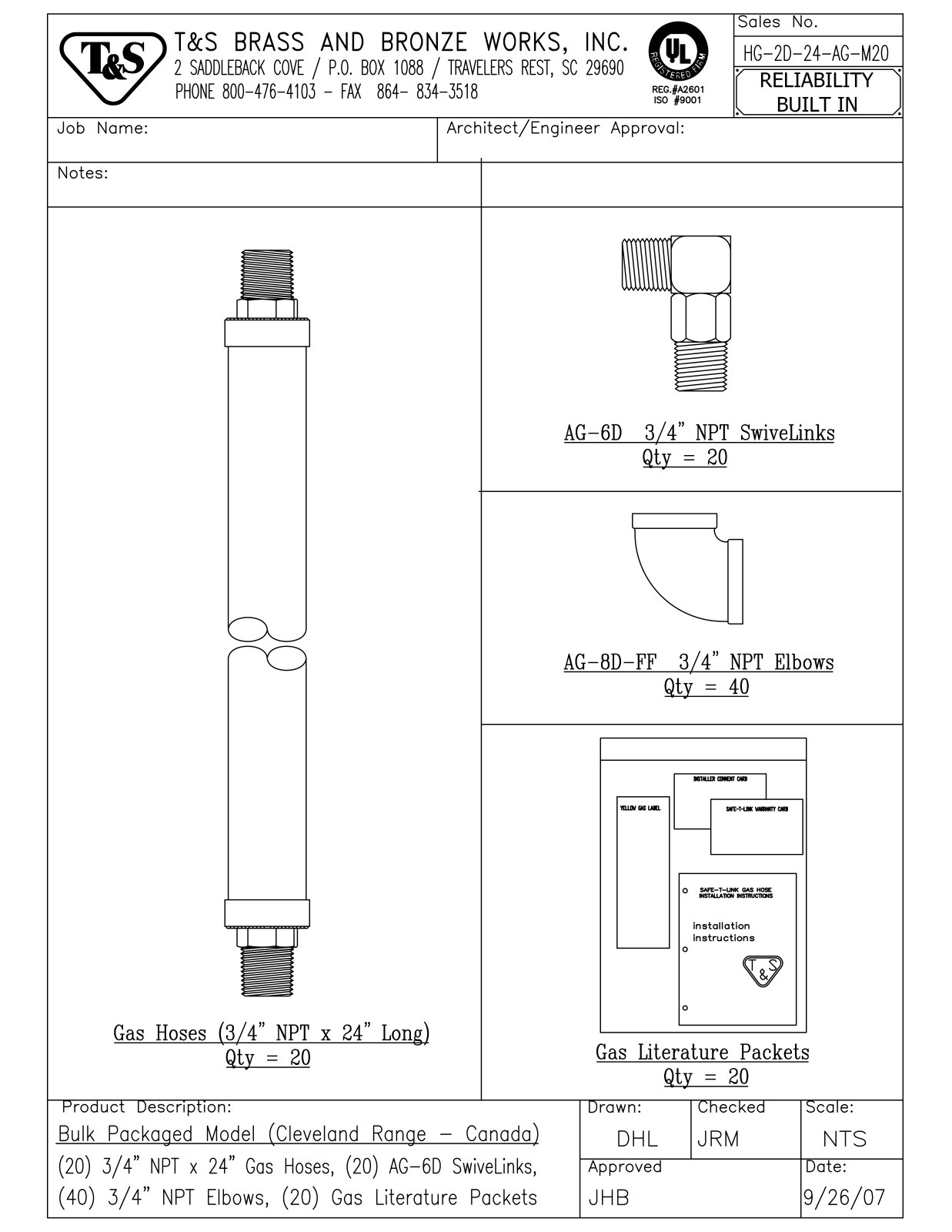 T & S Brass & Bronze Works HG-2D-24-AG-M20 General Manual