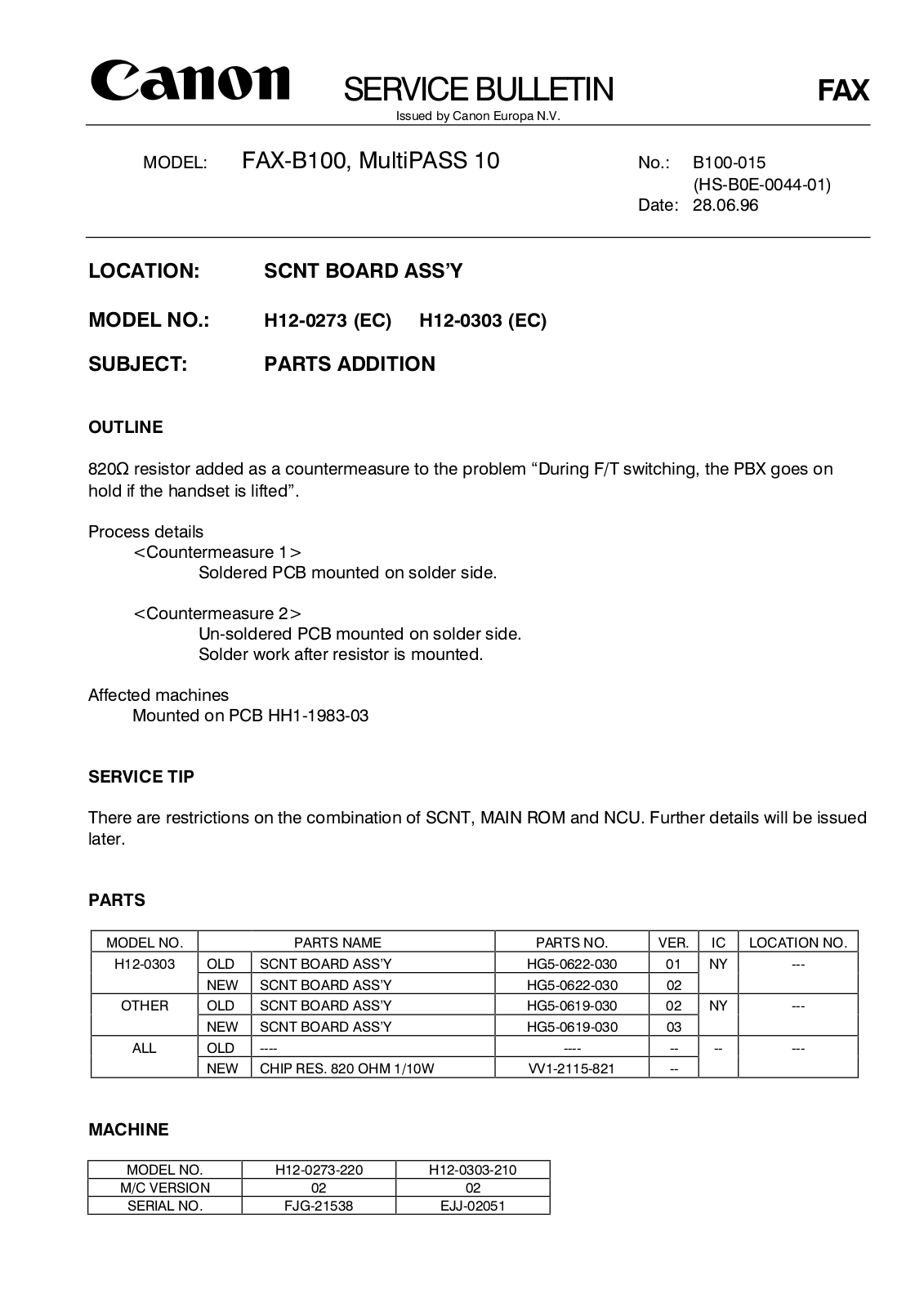 CANON B100_015 Datasheet - ManualMachine.com