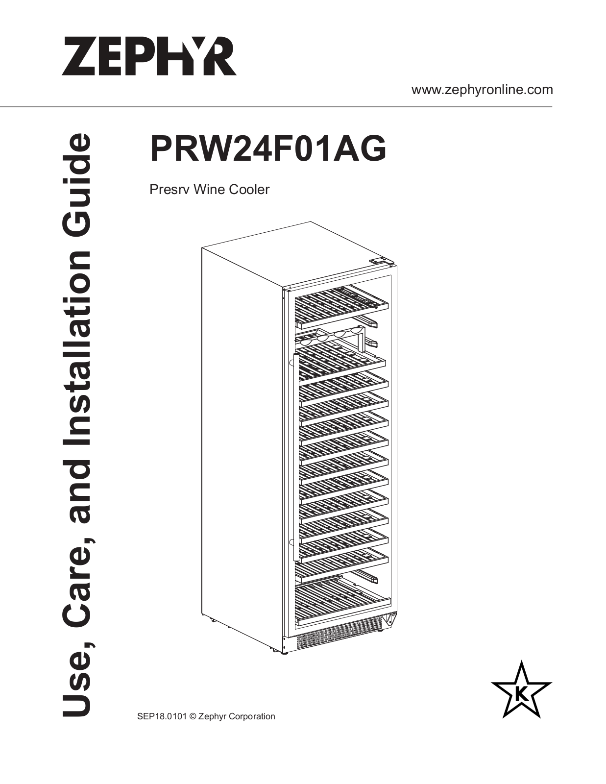 Zephyr PRW24F01AG User Manual