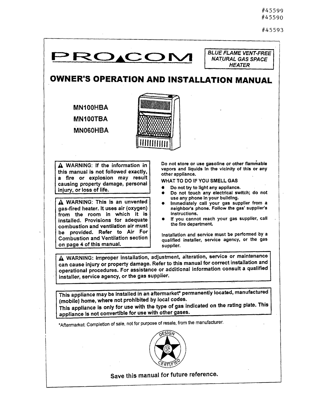 Procom MN060HBA, MN100HBA, MN100TBA User Manual