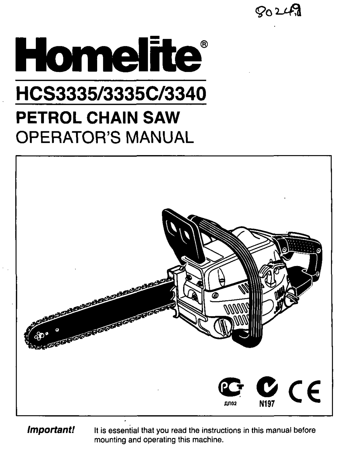 Homelite HCS3335, HCS3335C, HCS3340 Operator's Manual