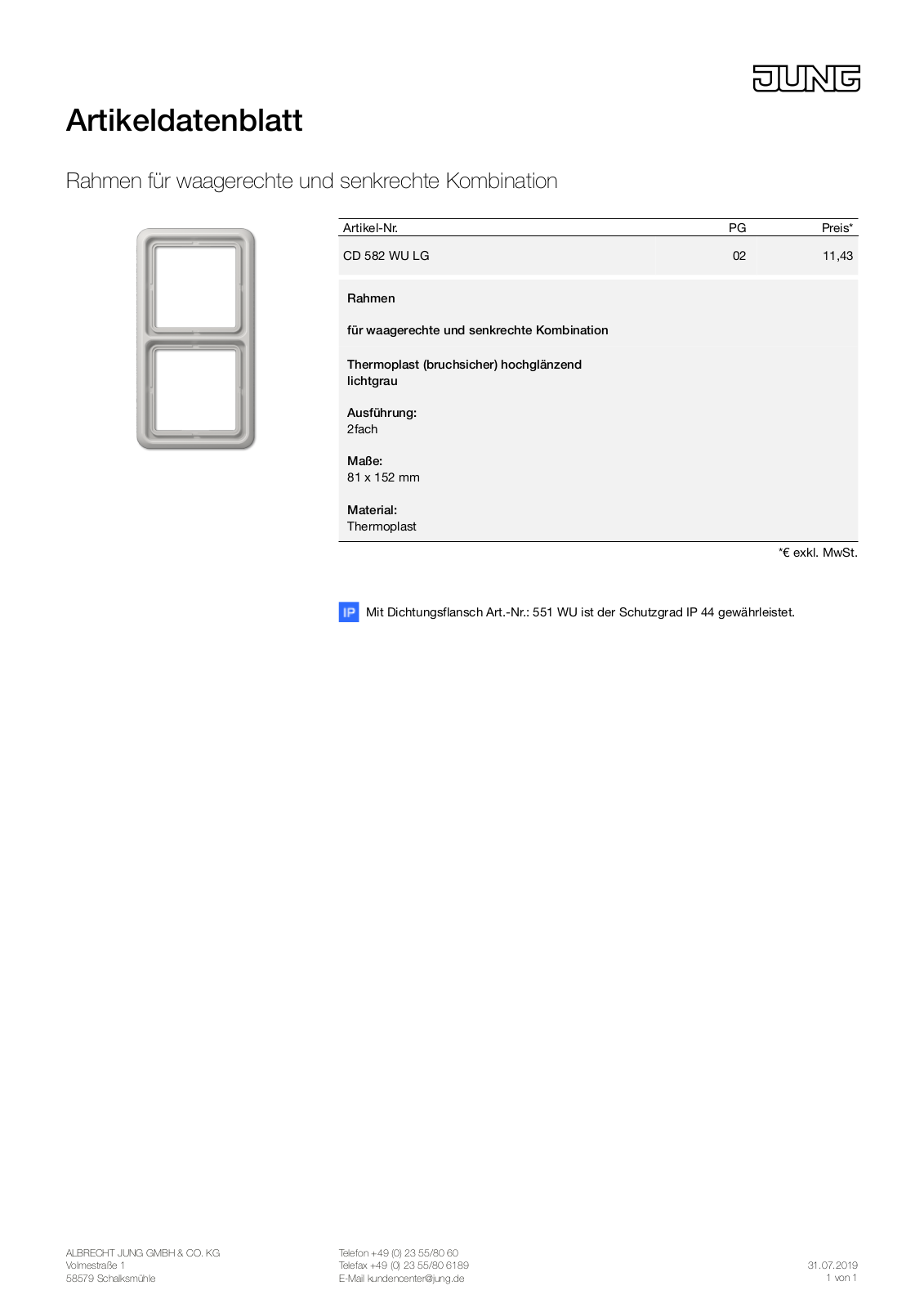 Jung CD 582 WU LG User Manual