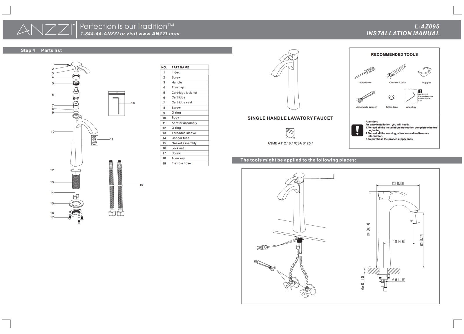 ANZZI ANZI1339 Specifications - ManualMachine.com