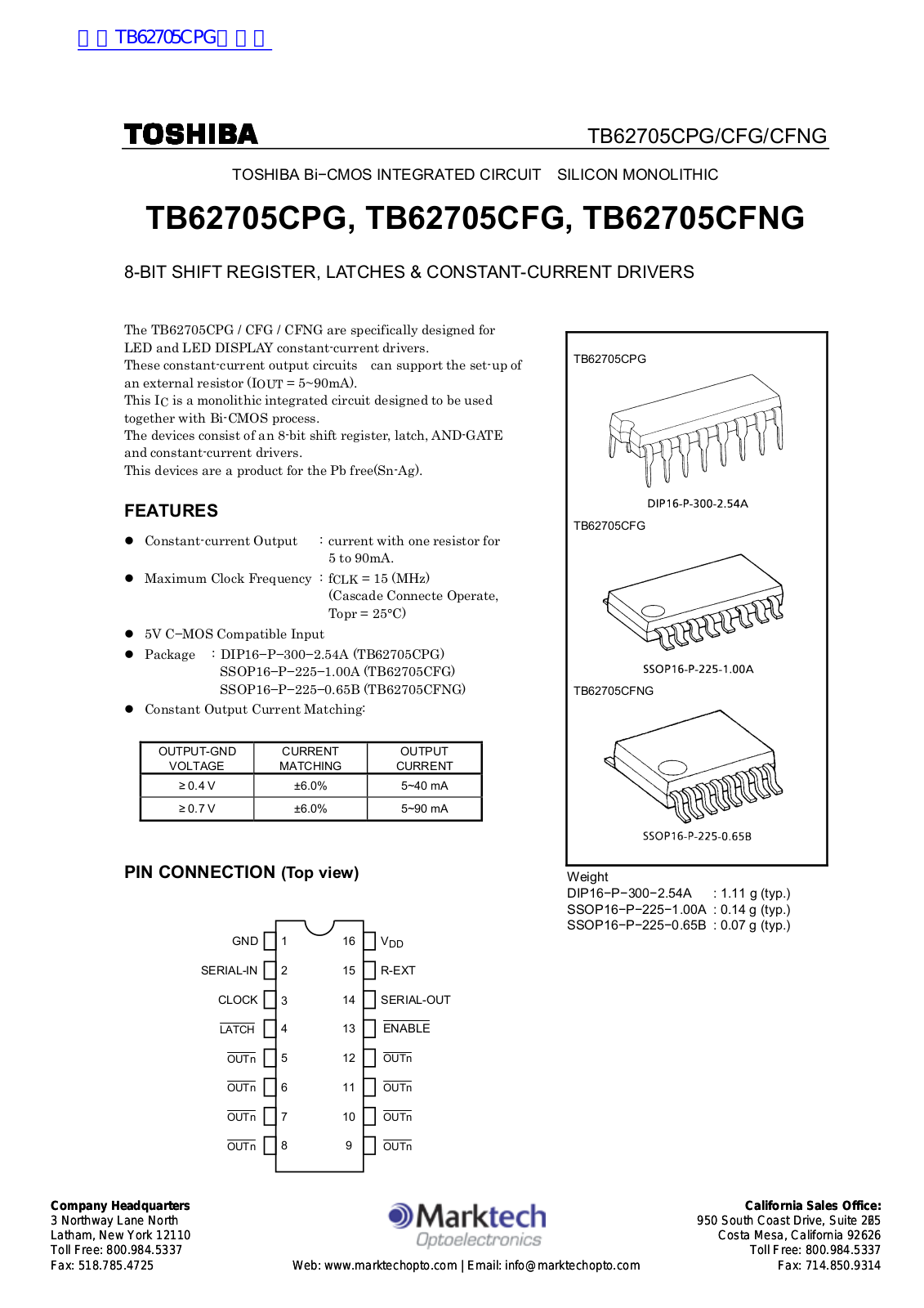 TOSHIBA TB62705CPG, TB62705CFG, TB62705CFNG Technical data