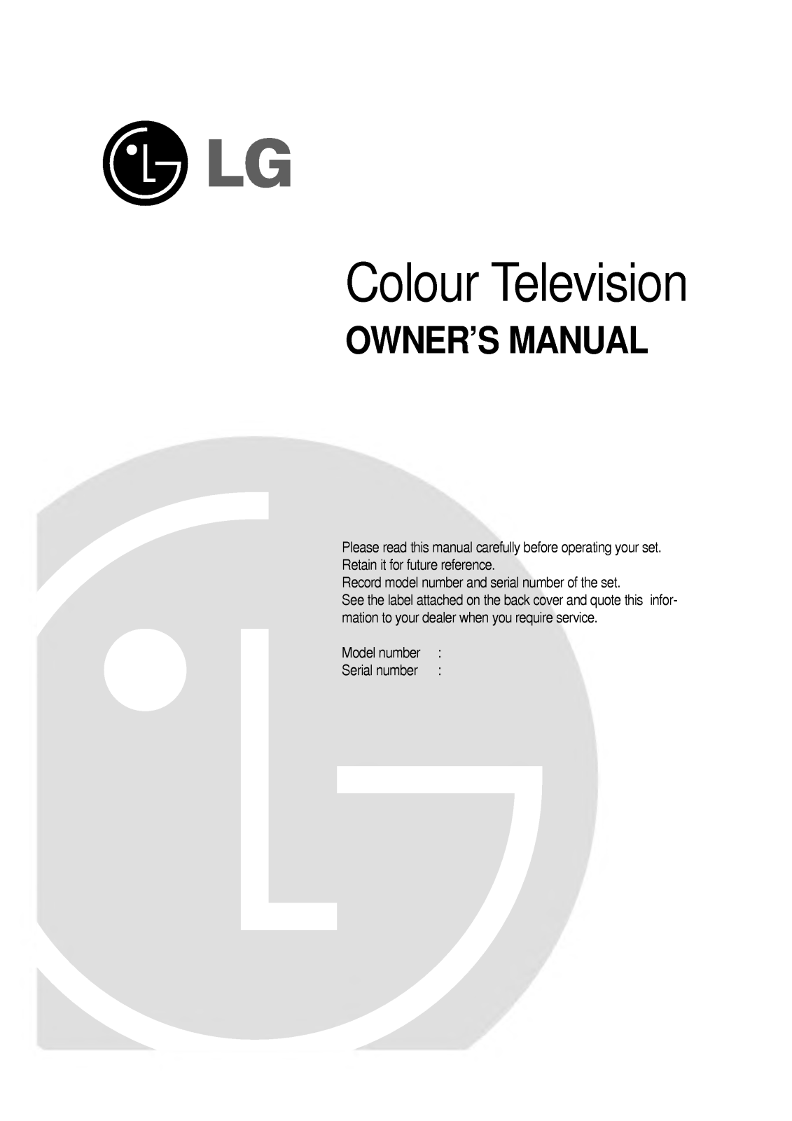 LG PT-43A80T User Manual