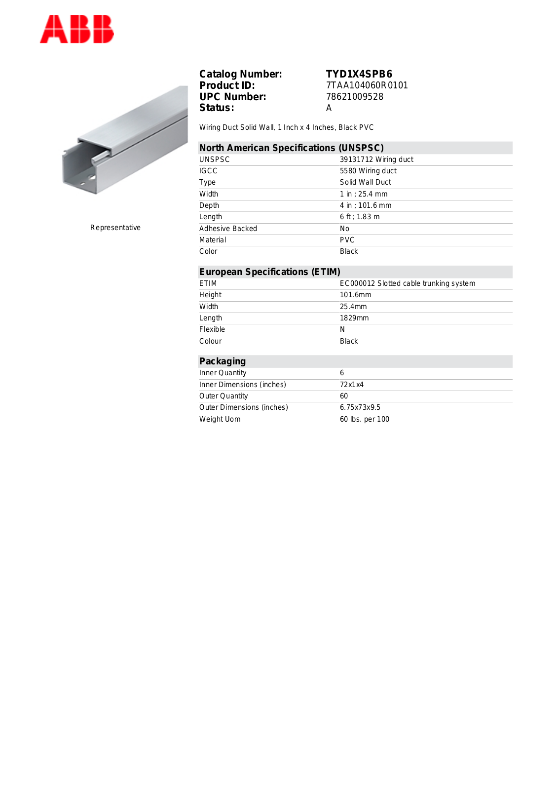 Thomas & Betts TYD1X4SPB6 Data Sheet